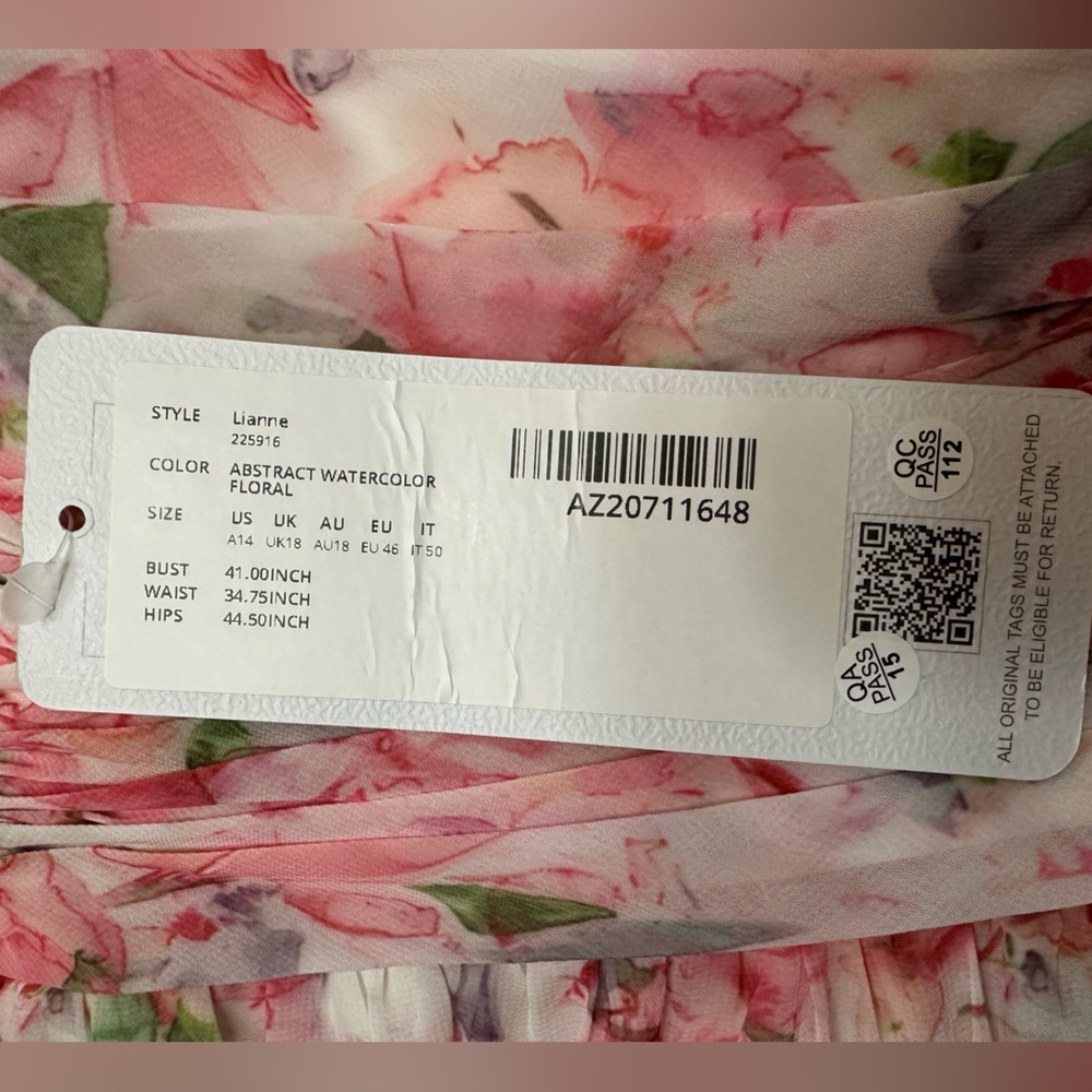 💐 💜Omari  Abstract Watercolor Floral A-Line Chiffon Dress💐 - Picture 8 of 11